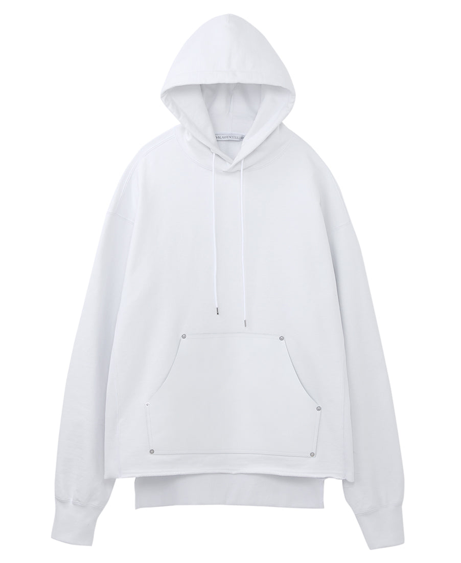 LEATHER POCKET HOODIE | WHITE