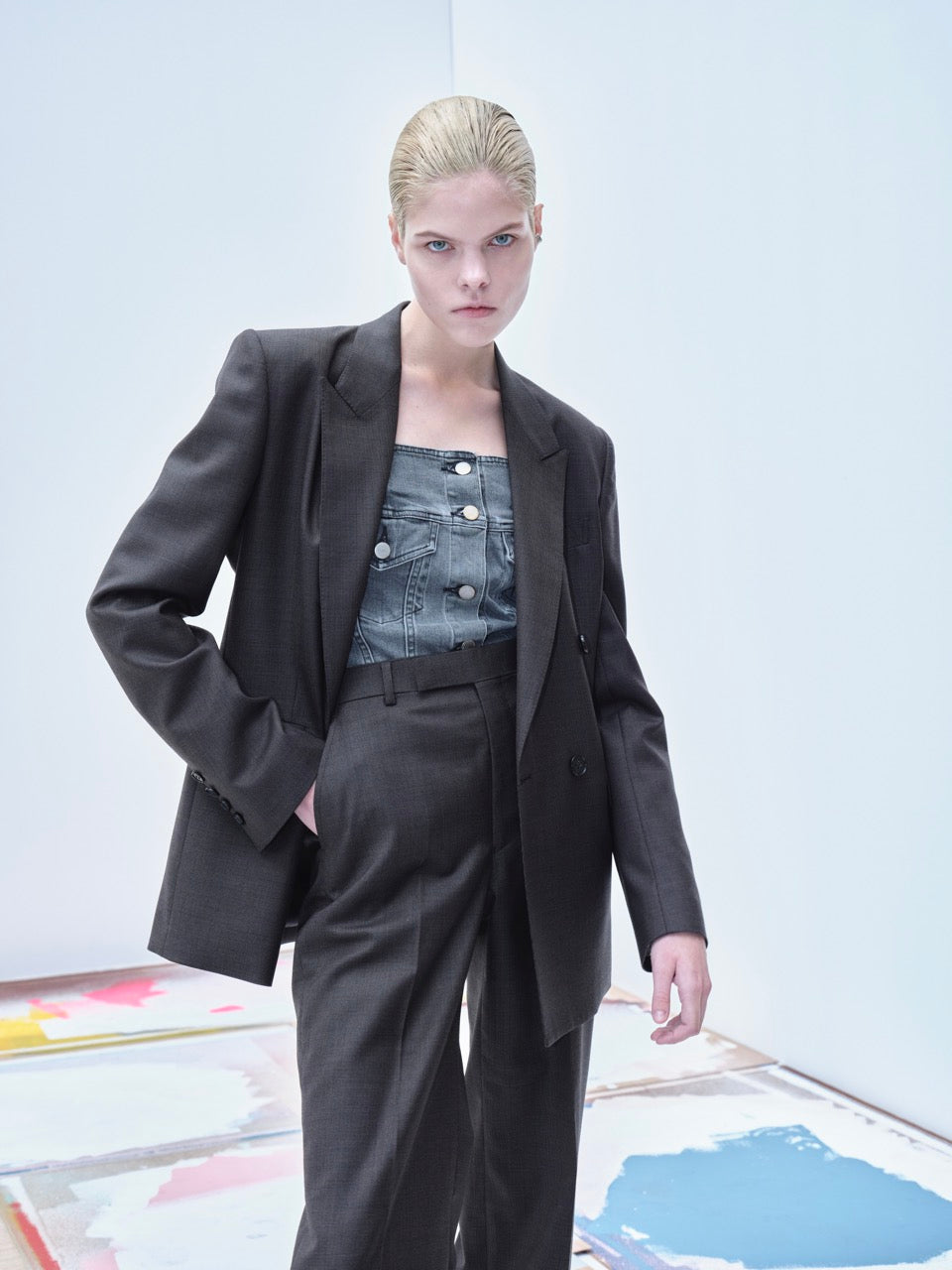 Pin-dot double breasted jacket